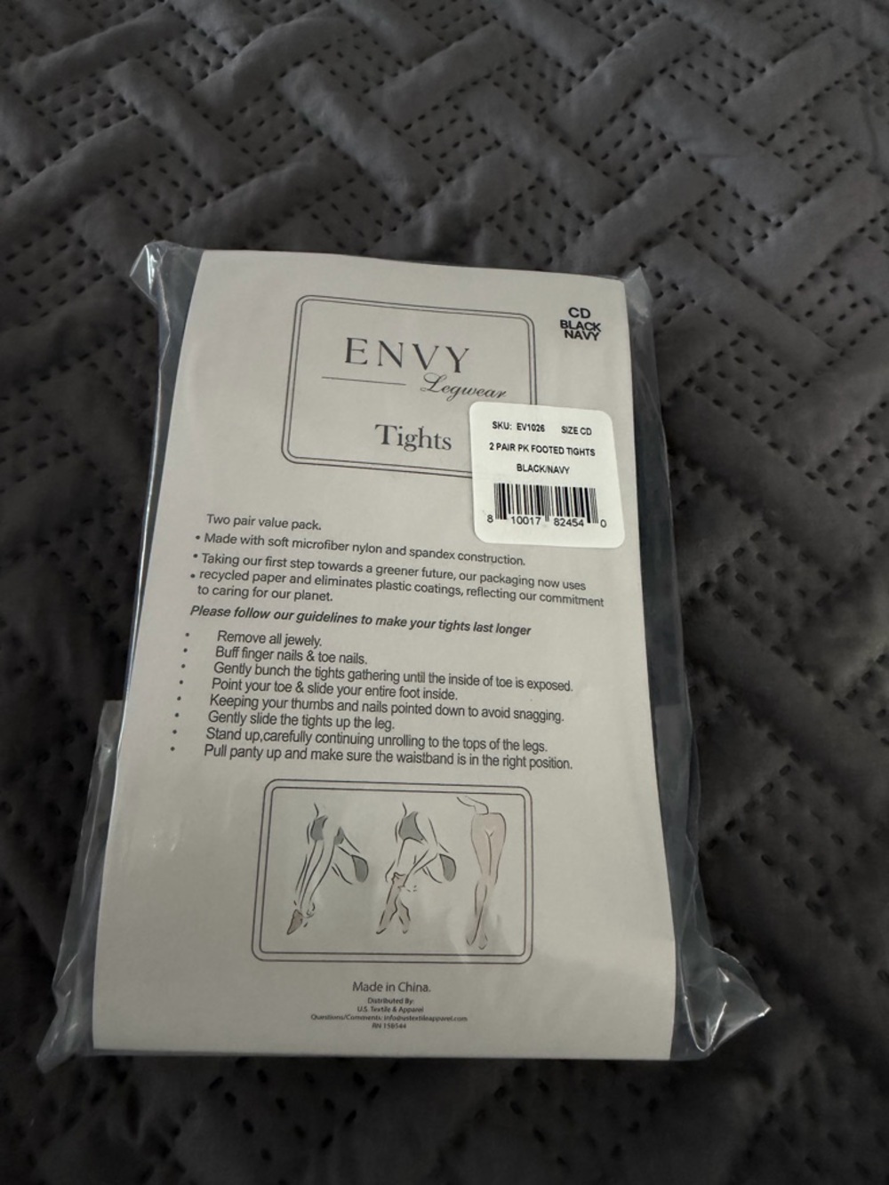 envy Two-Pair Footed Tights - Black & Navy